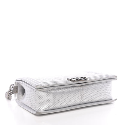 Chanel Metallic Lambskin Perforated New Medium Boy Flap Silver 4 of 12