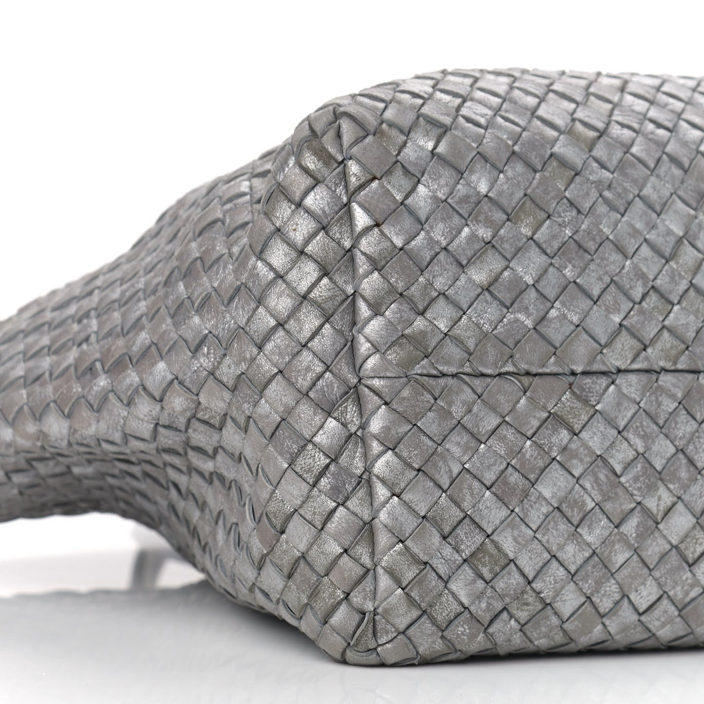 Metallic Nappa Intrecciato Medium Moon Cabat Silver