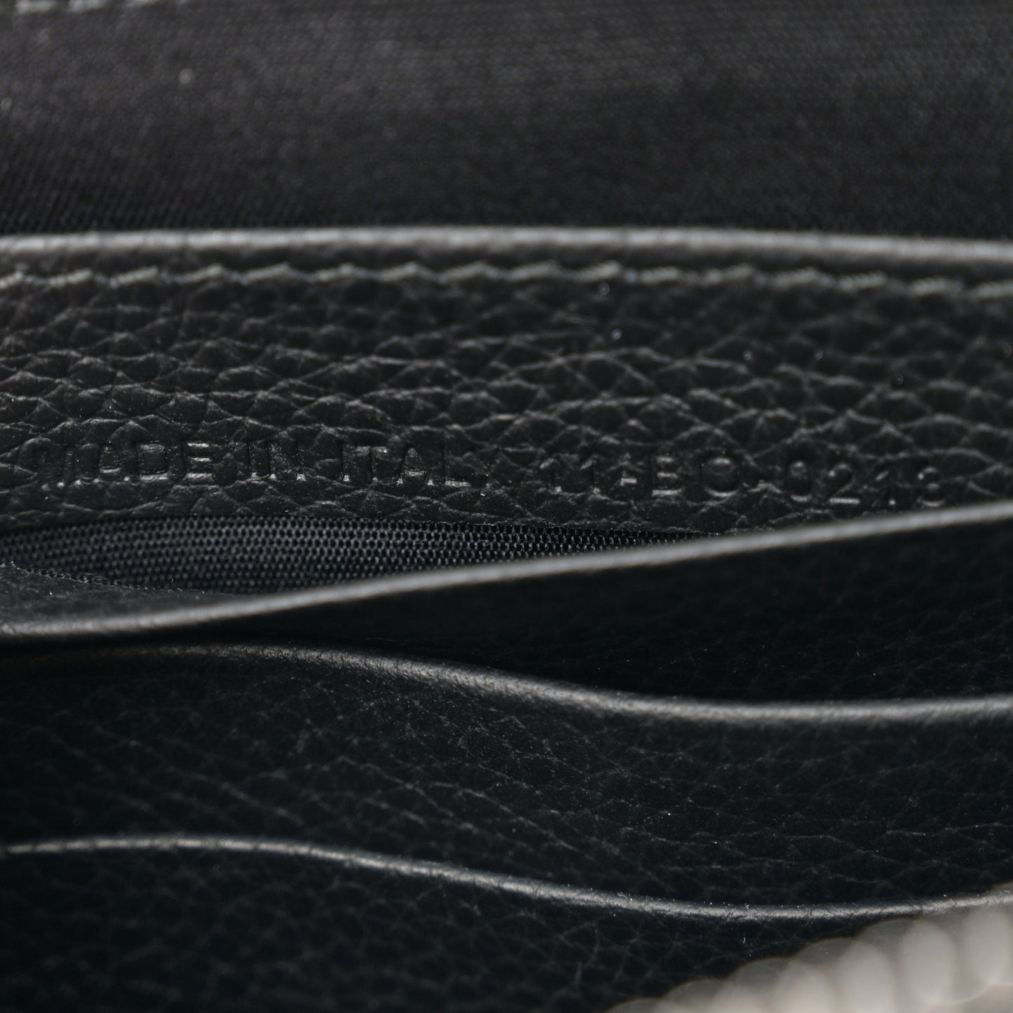 Grained Calfskin CD Icon Zipped Pouch With Strap Black