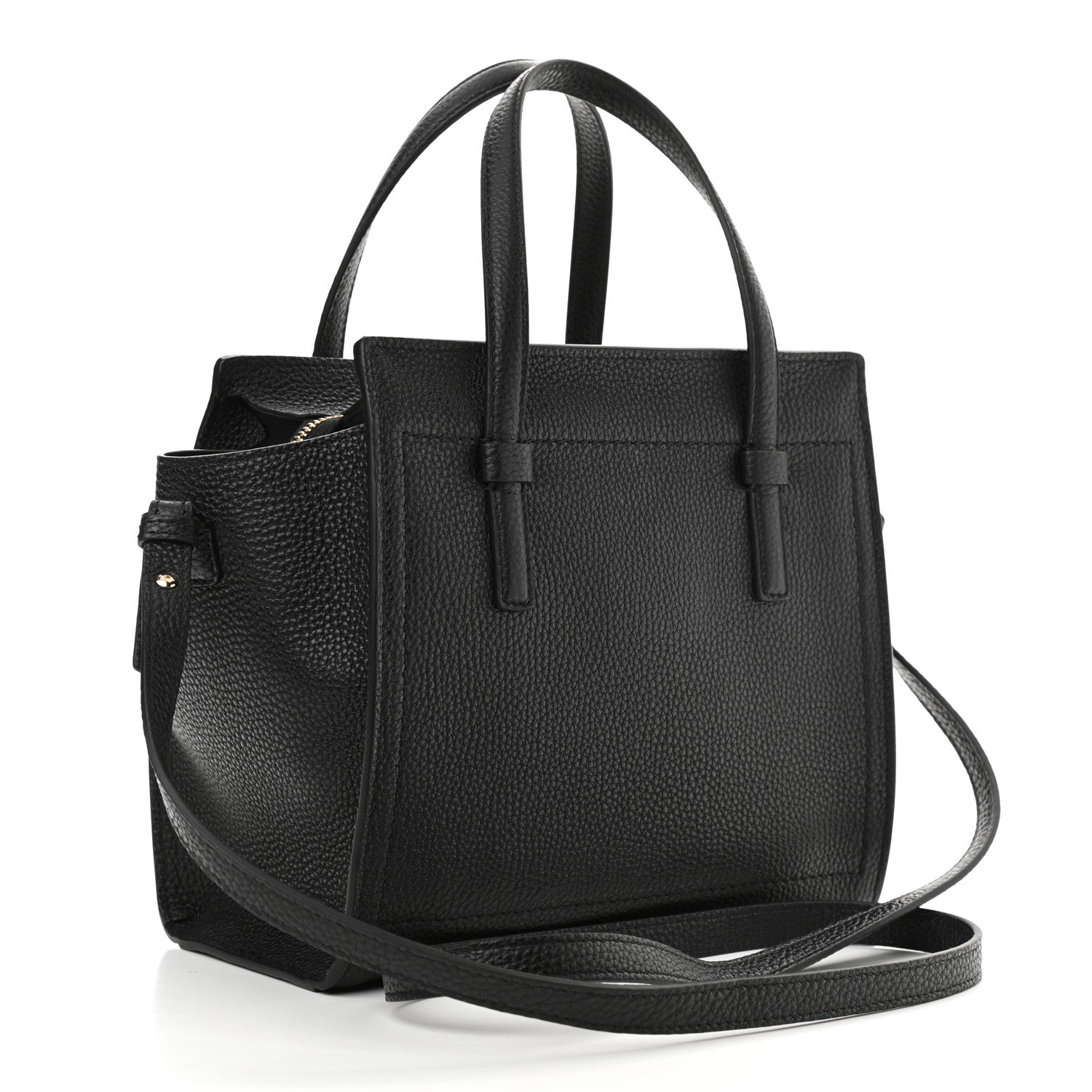 Salvatore Ferragamo Hammered Calfskin Double Handle Small Amy Tote Black 3 of 10
