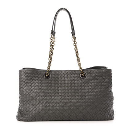 Bottega Veneta Nappa Intrecciato Large Classic Chain Strap Tote Light Grey 3 of 12