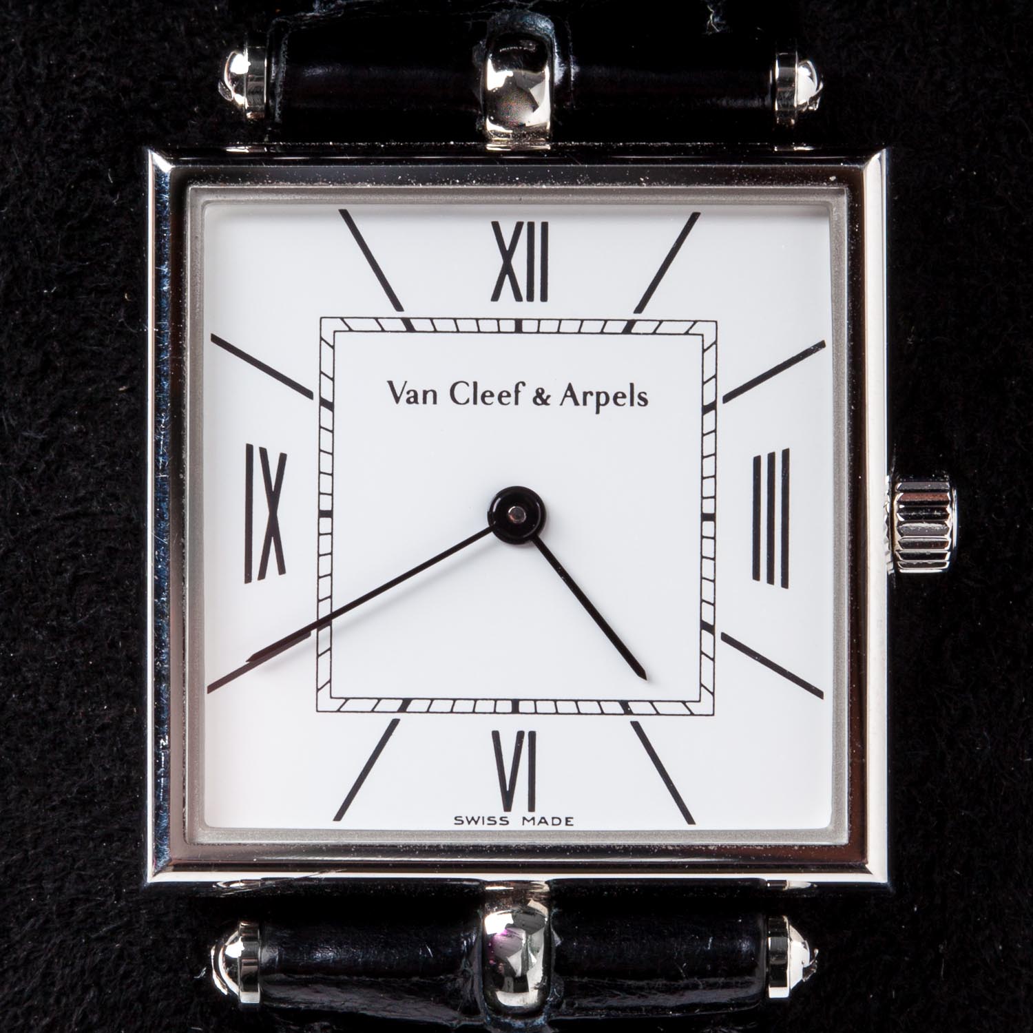 Van Cleef & Arpels Stainless Steel Alligator 27mm Classic Square Quartz Watch 11 of 12