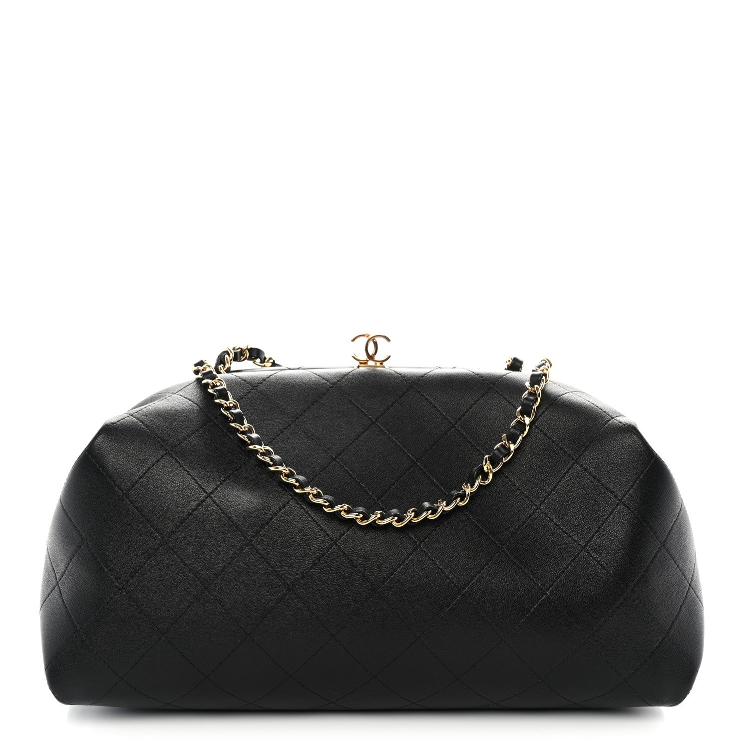 Chanel Lambskin Stitched Clutch With Chain Black 1 of 11