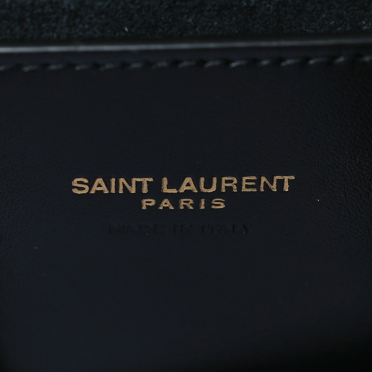 Saint Laurent Calfskin Crocodile Embossed Suede Medium Reversible Monogram Kate Satchel Black Navy 6 of 14