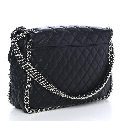 Chanel Washed Lambskin Quilted Maxi Chain Around Flap Black 2 of 4