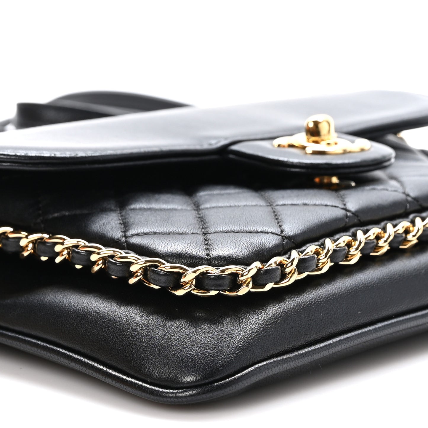 Lambskin Quilted CC Unchained Crossbody Black