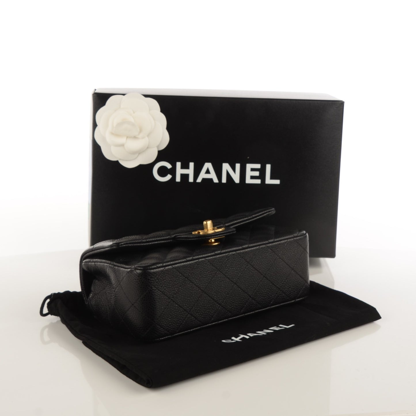 Caviar Quilted Mini Rectangular Flap Black