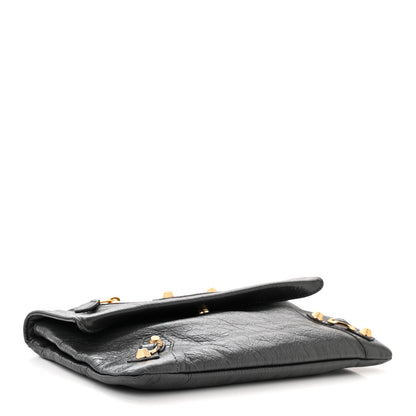 Balenciaga Agneau Giant 12 Gold Hardware Envelope Strap Clutch Gris Fossile 5 of 11