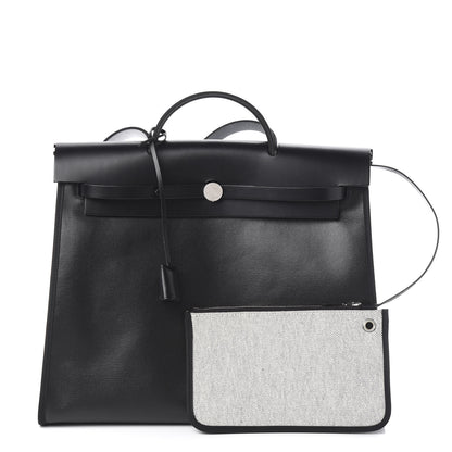 Hermes Toile H Berline Vache Hunter Herbag Zip 39 MM Black Ecru 1 of 20