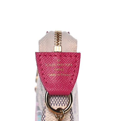 Louis Vuitton Damier Azur 2021 Christmas Animation Hollywood Mini Pochette Accessories Fuchsia 7 of 11
