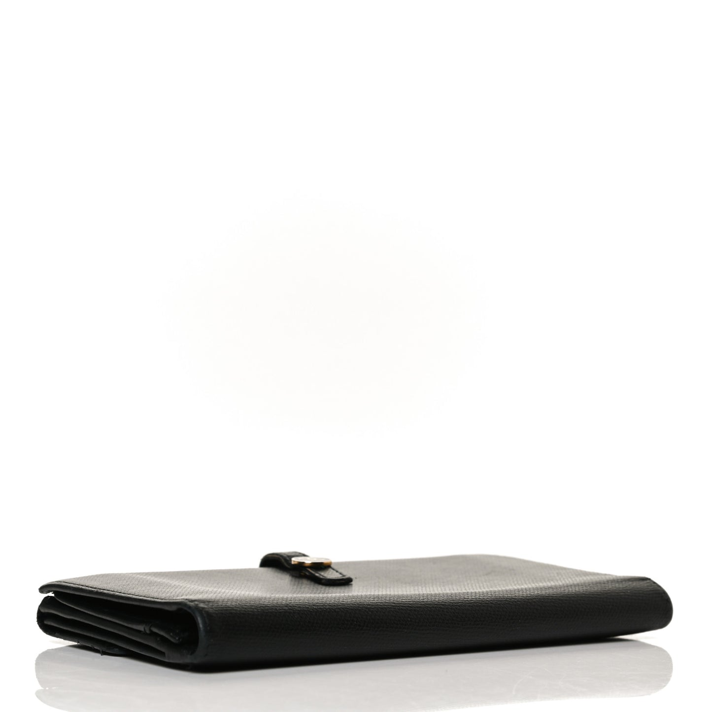 Grained Calfskin CC Button Long Wallet Black