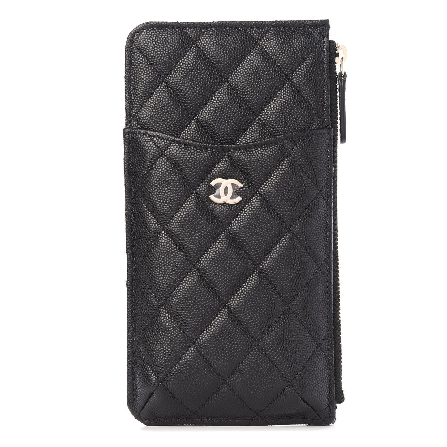 Caviar Quilted Classic Flat Wallet Pouch Black