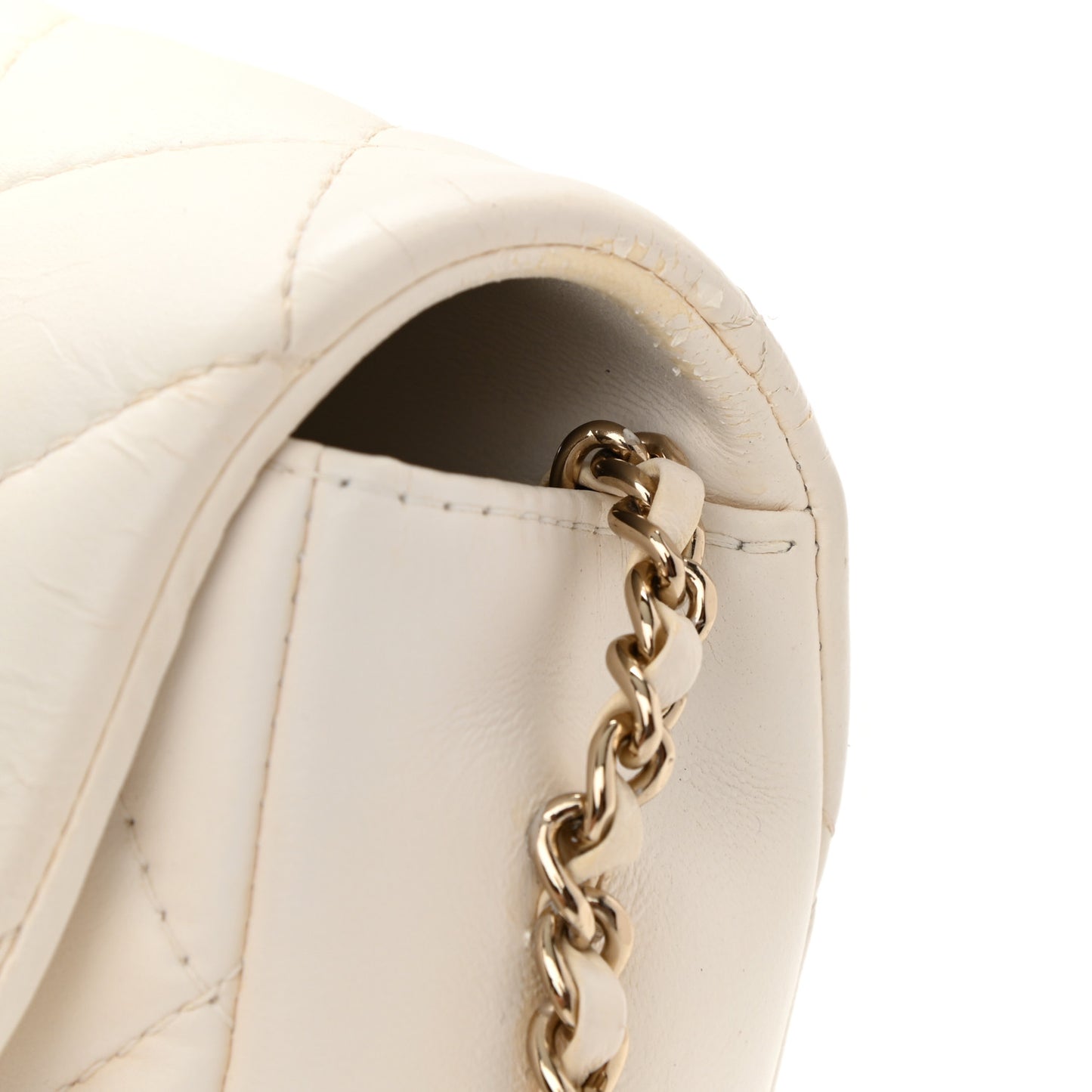 Lambskin Quilted Small My Precious Flap White