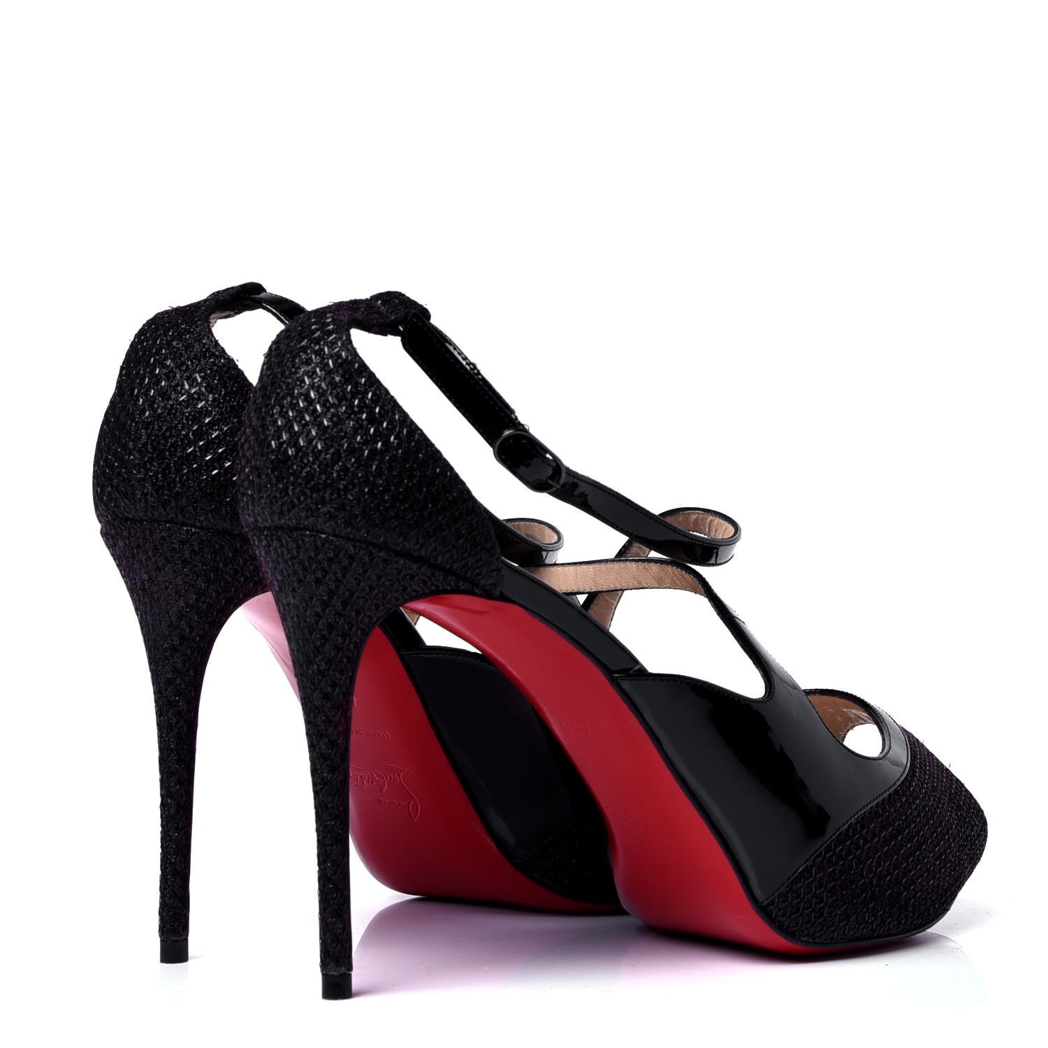 Christian Louboutin Patent Glitter Mira Bella 120 Sandals 41.5 Black 3 of 6