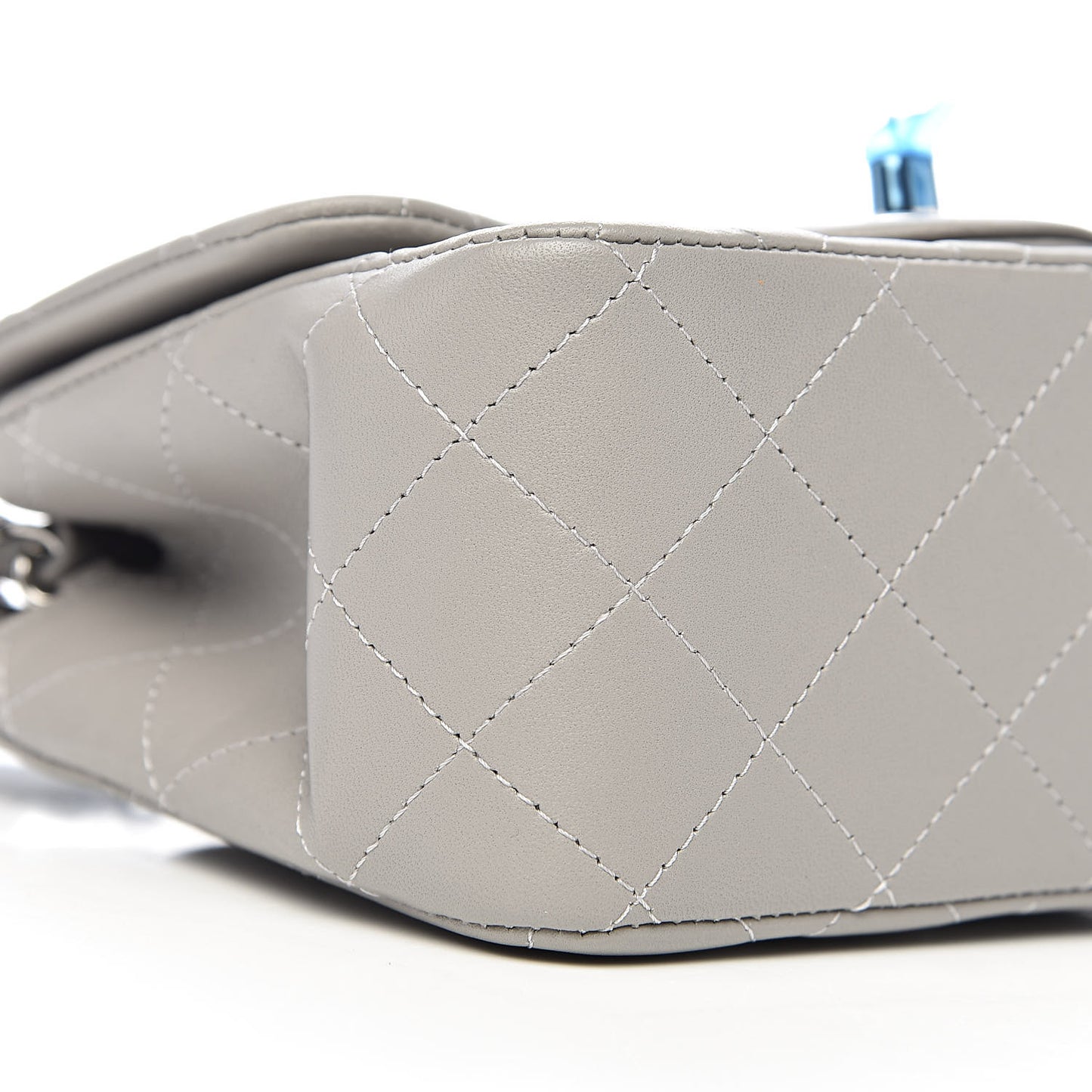 Lambskin Quilted Mini Square Flap Light Grey