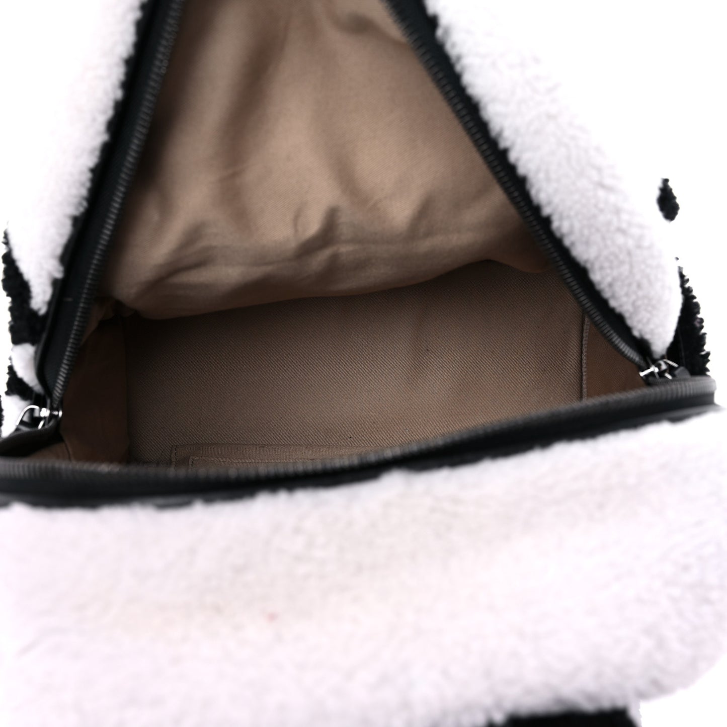Shearling Contrast Logo Stark Backpack Black White