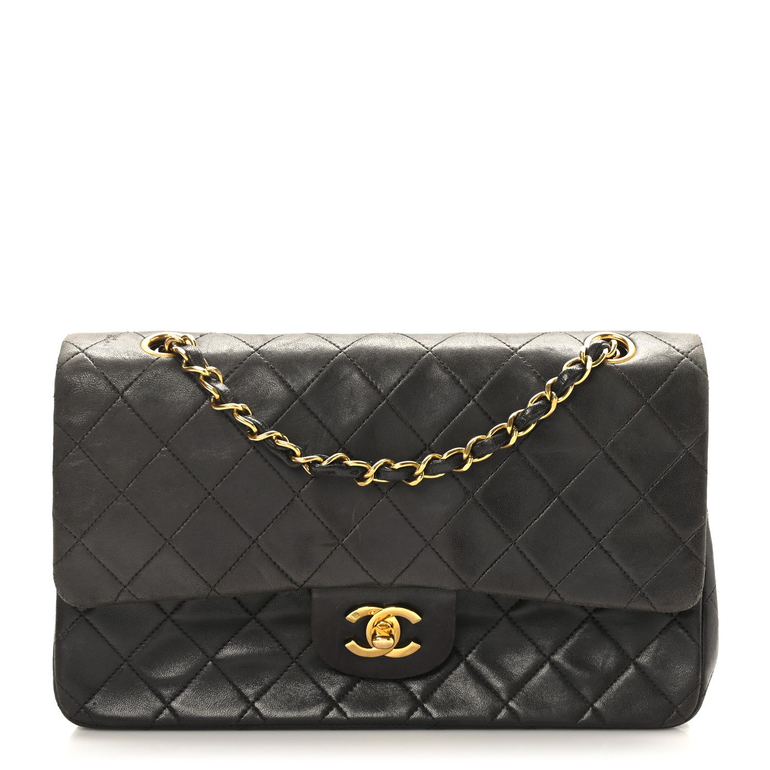 Chanel Lambskin Quilted Medium Double Flap Black 1 of 9