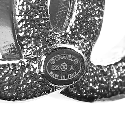 Chanel Crystal CC Earrings Silver Black 4 of 4