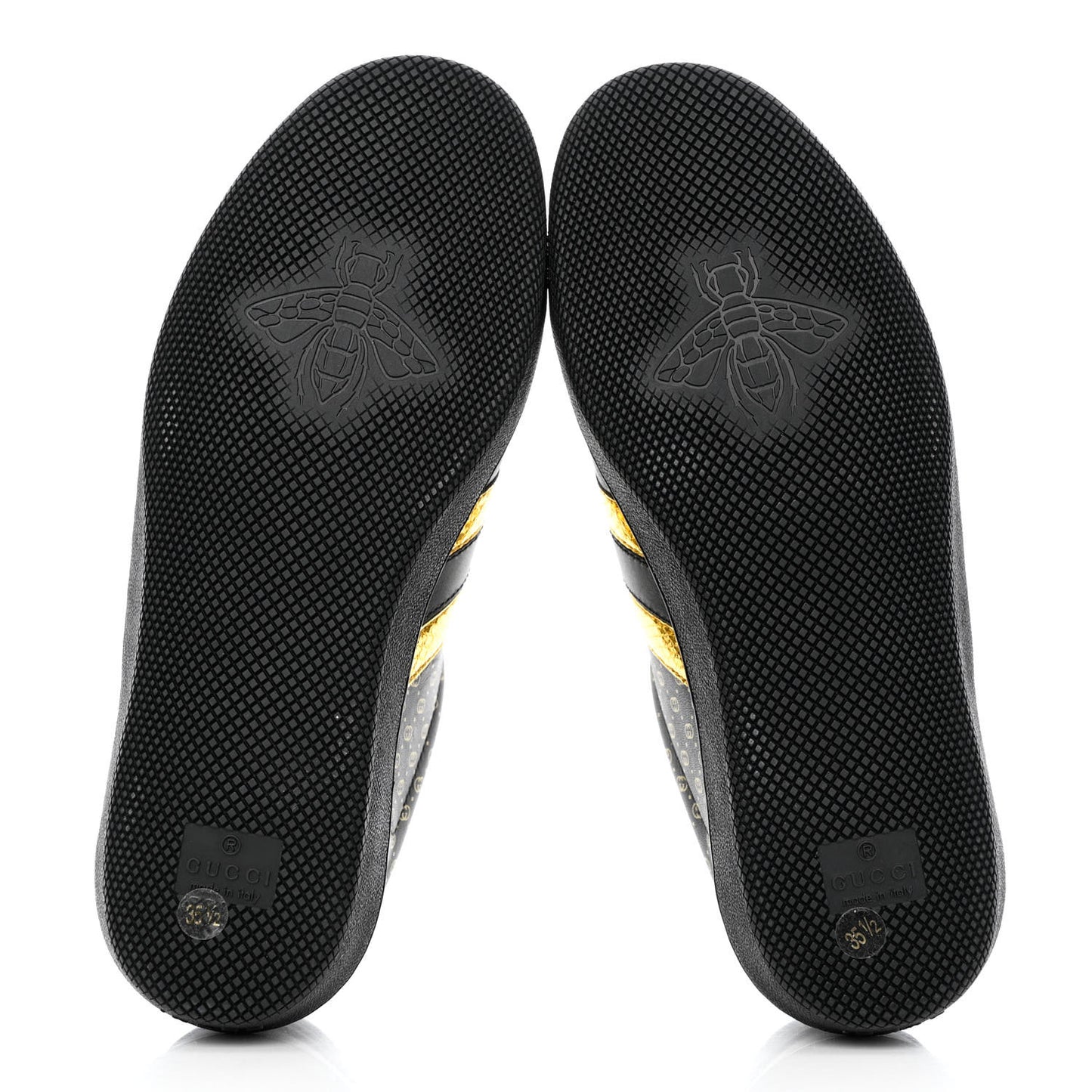 X DAPPER DAN Calfskin Laminated Ayers GG Micro Monogram Womens G74 Sneakers 35.5 Black Gold