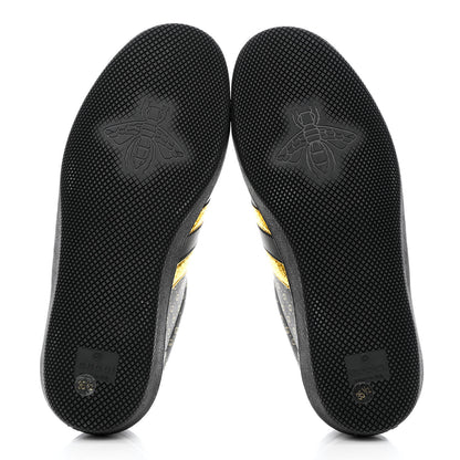 Gucci X DAPPER DAN Calfskin Laminated Ayers GG Micro Monogram Womens G74 Sneakers 35.5 Black Gold 5 of 10