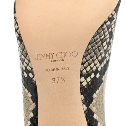 Jimmy Choo Calfskin Snakeskin Embossed Rene 65 Cap Toe Pumps 37.5 Naturel Black 6 of 8