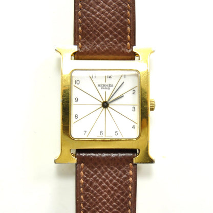 Hermes Stainless Steel Epsom 26mm Heure H Hour Quartz Watch Gold 2 of 5