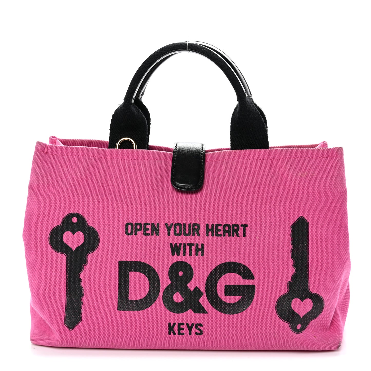 Canvas Printed Open Your Heart Tote Pink Black