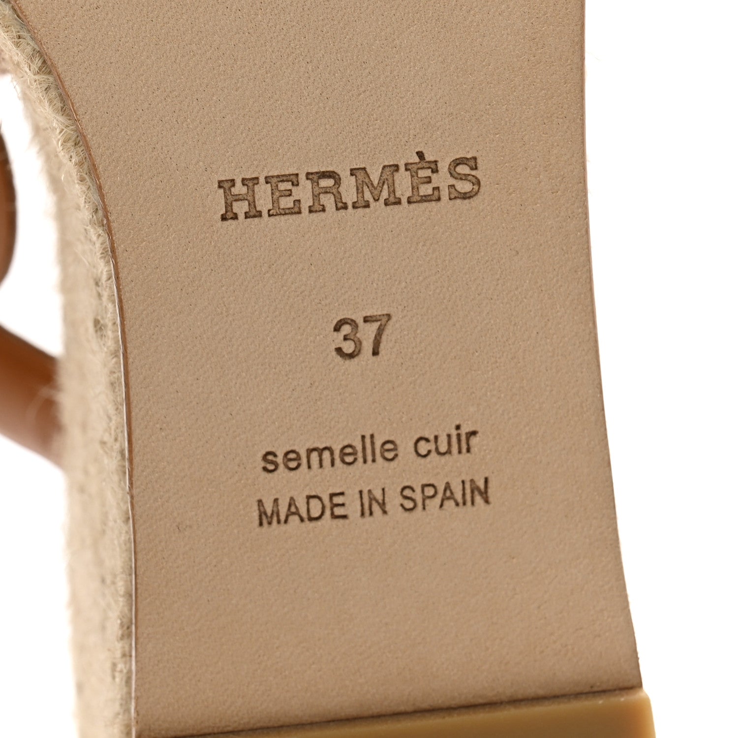 Hermes Nappa Ithea Espadrille Wedge Sandals 37 Naturel 7 of 9