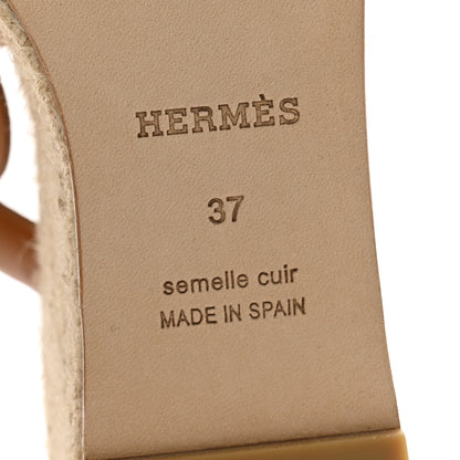 Hermes Nappa Ithea Espadrille Wedge Sandals 37 Naturel 7 of 9