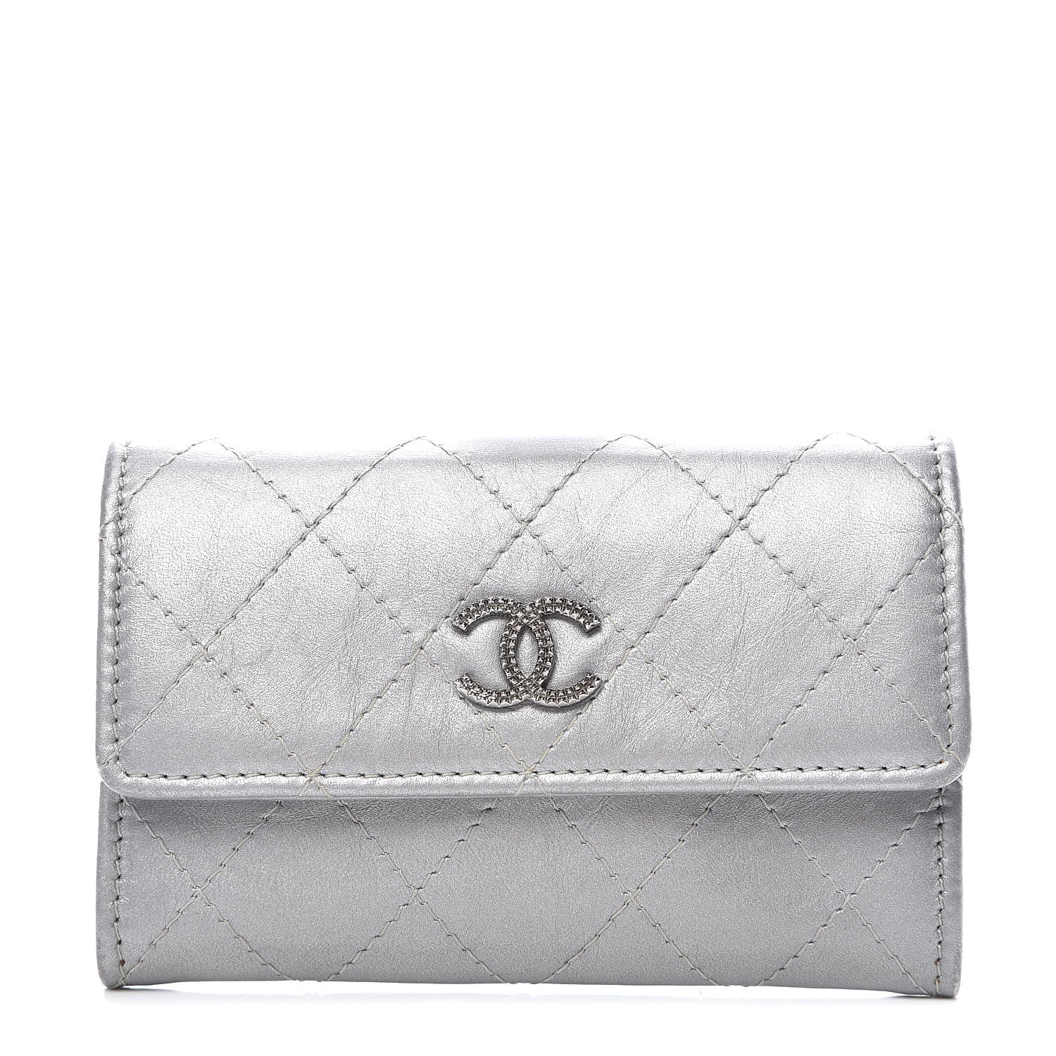 Chanel Metallic Calfskin Quilted Palette Card Holder Silver 3 of 18