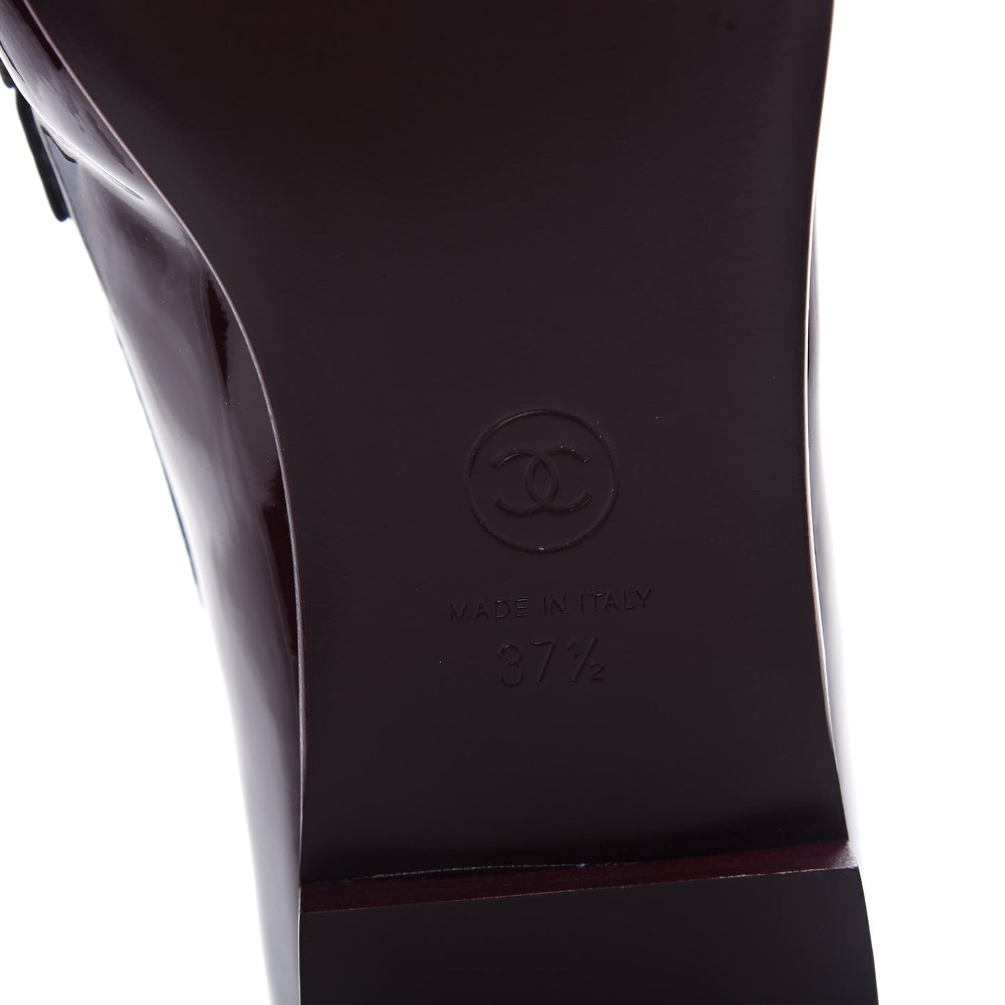 Patent Calfskin CC Loafers 37.5 Burgundy
