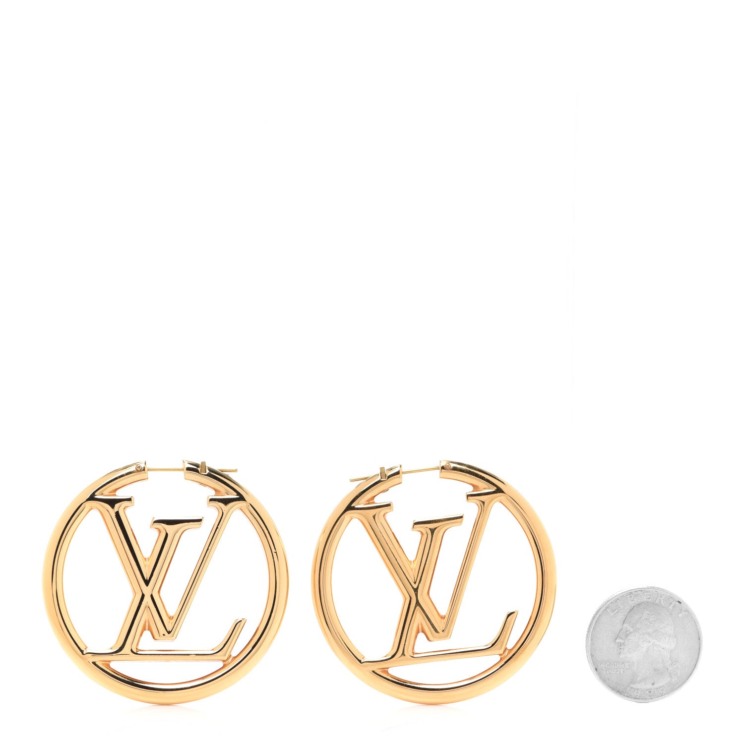 Louis Vuitton Metal Louise Hoop Earrings Gold 2 of 5