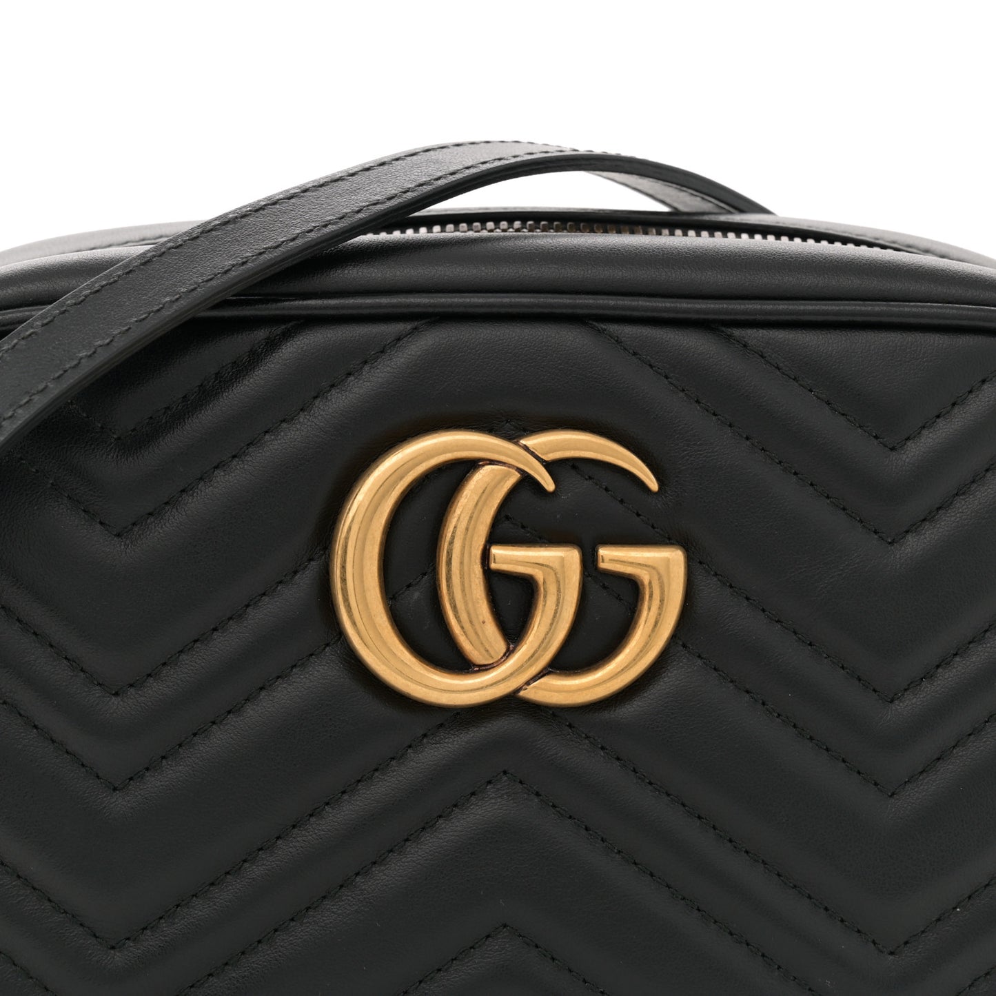 Calfskin Matelasse Small GG Marmont Chain Shoulder Bag Black