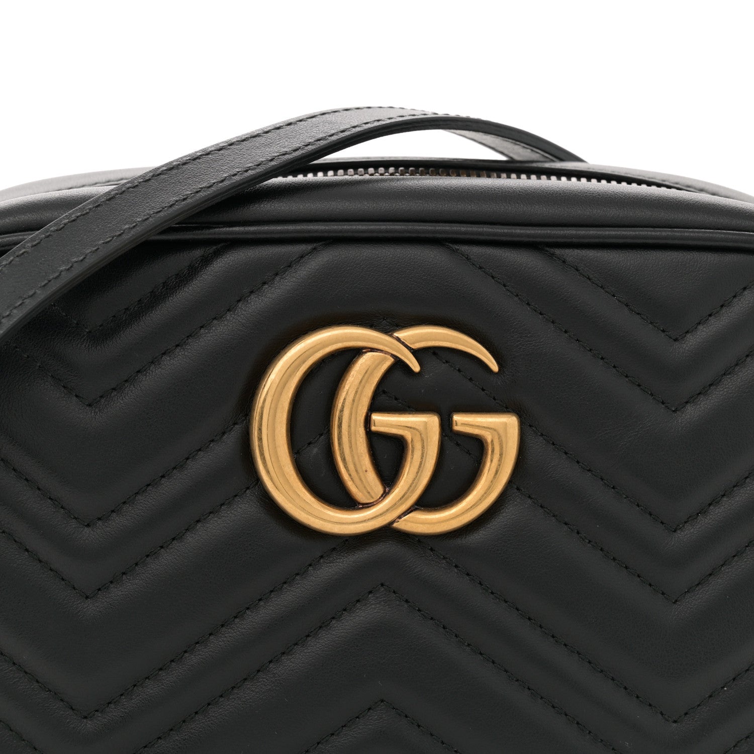 Gucci Calfskin Matelasse Small GG Marmont Chain Shoulder Bag Black 8 of 12