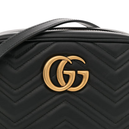 Gucci Calfskin Matelasse Small GG Marmont Chain Shoulder Bag Black 8 of 12