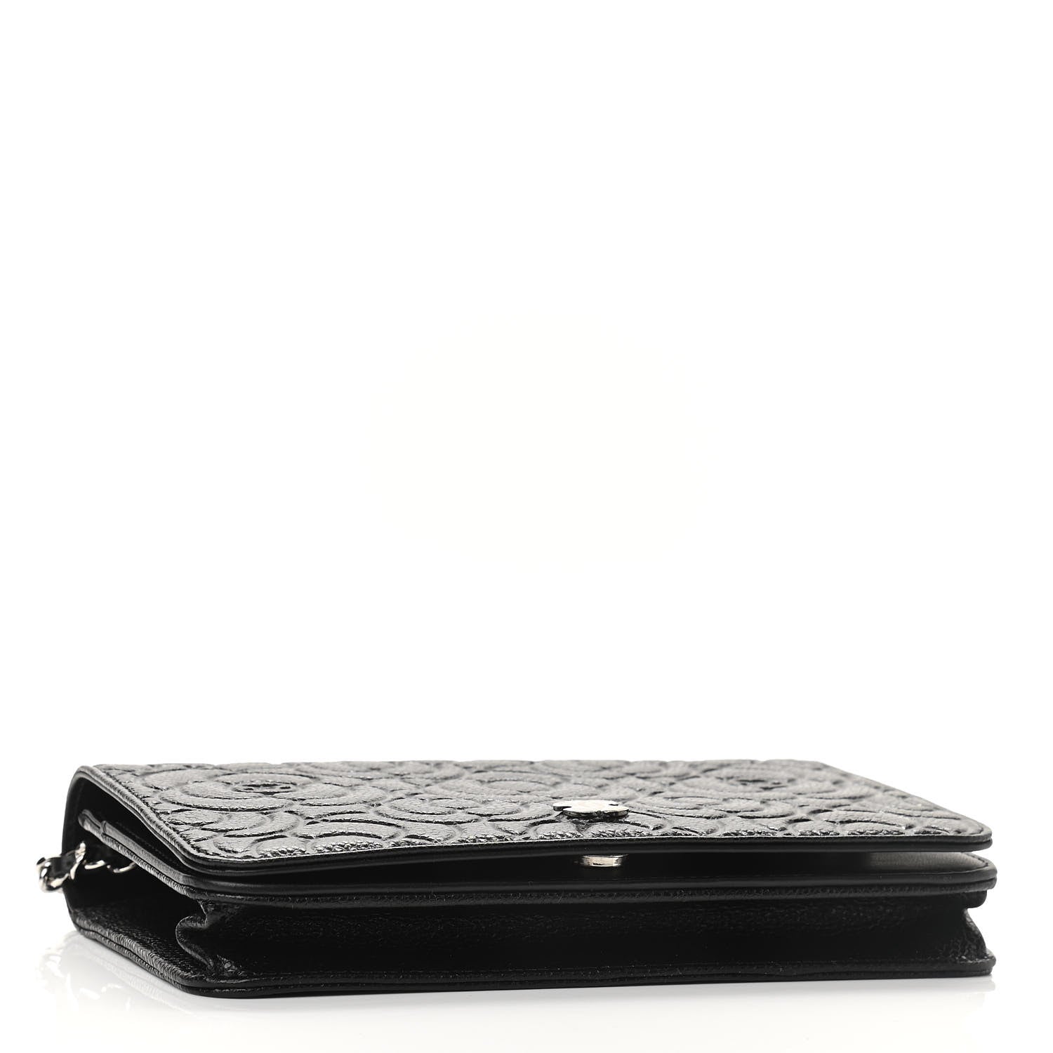 Chanel Caviar Camellia Embossed Wallet On Chain WOC Black 4 of 12