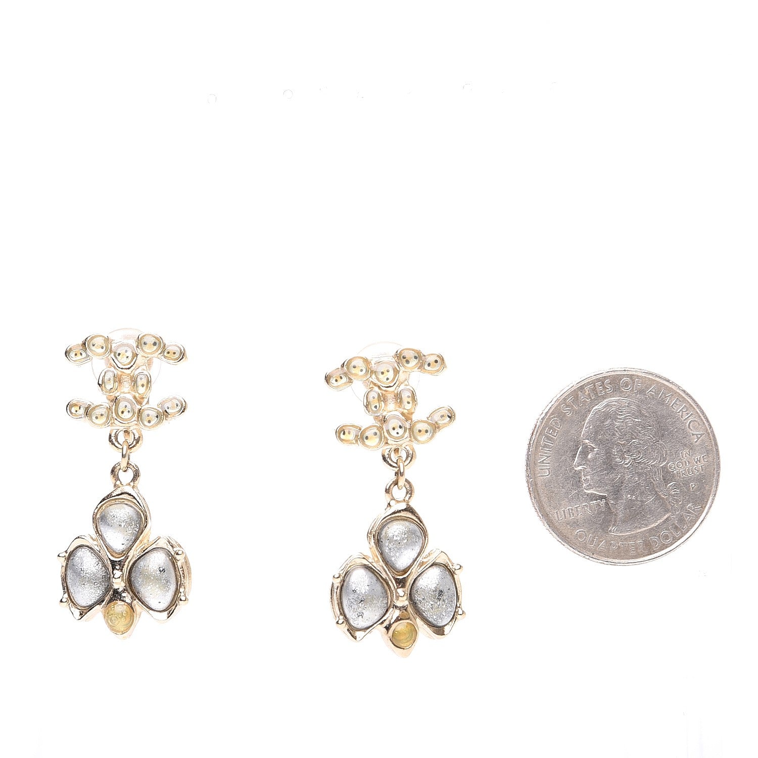 Chanel Resin CC Drop Earrings Gold 2 of 5