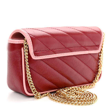 Gucci Azalea Calfskin Enamel Matelasse Diagonal Super Mini Torchon GG Marmont Shoulder Bag New Cherry Red Wild Rose 3 of 10