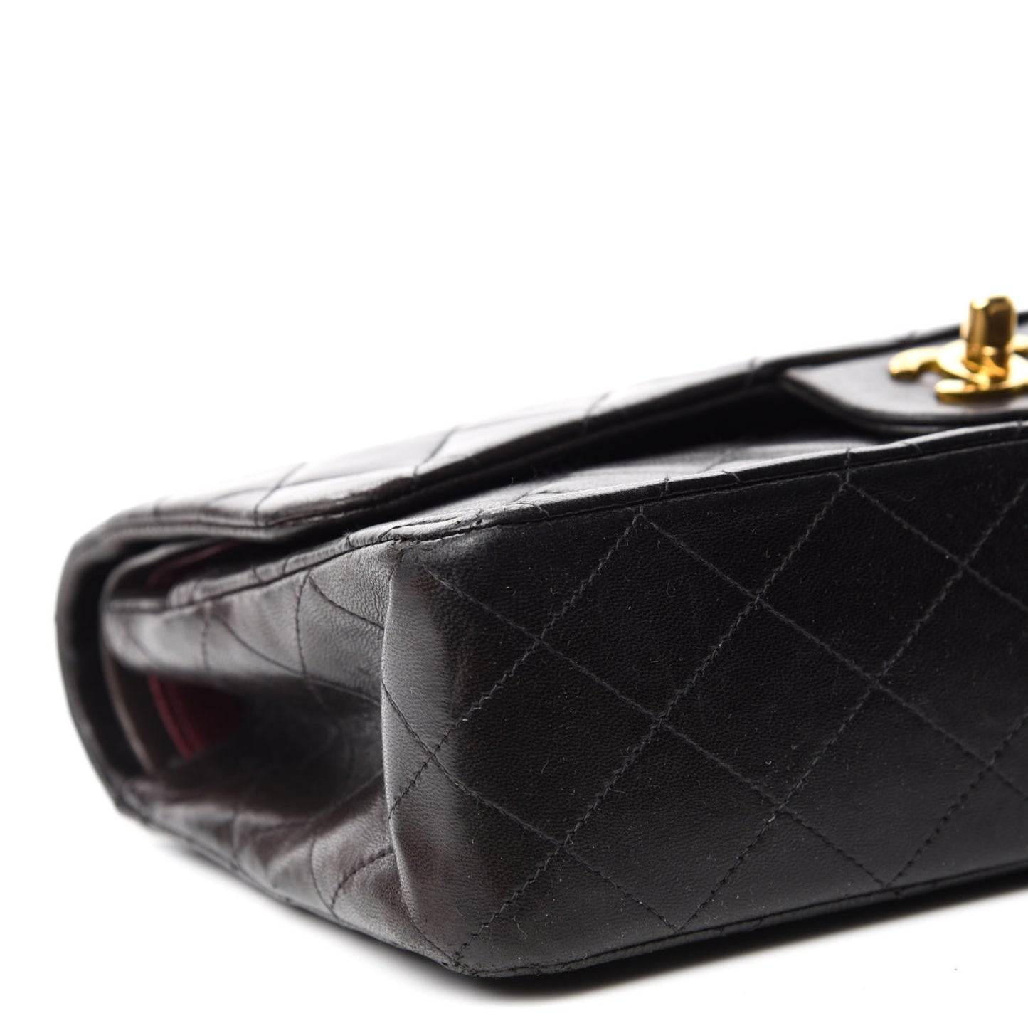 Lambskin Quilted Medium Double Flap Dark Brown