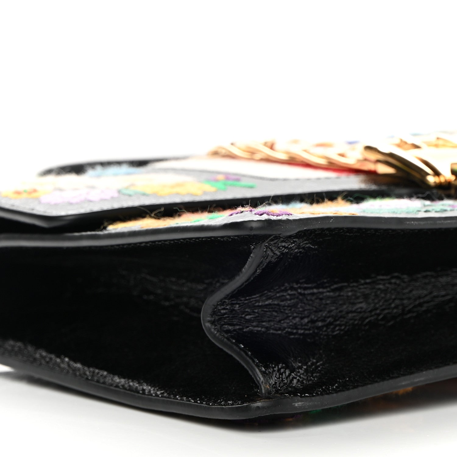 Gucci Calfskin Embroidered Small Sylvie Shoulder Bag Black 9 of 15