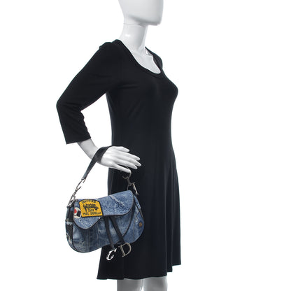 Christian Dior Denim Miss Diorella Double Saddle Bag Blue 2 of 7
