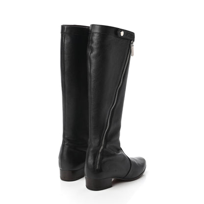 Chanel Grained Calfskin Zipper High Tall Boots 37.5 Black 4 of 8