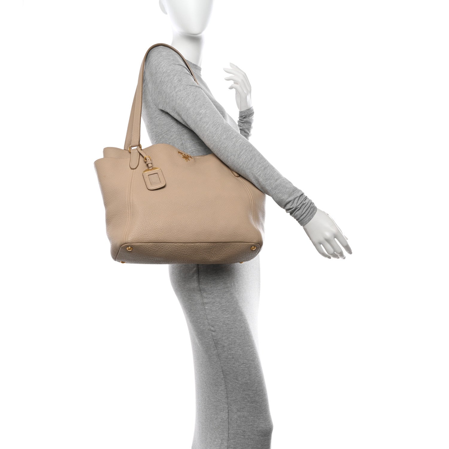 Prada Vitello Daino Shoulder Bag Sabbia 2 of 14