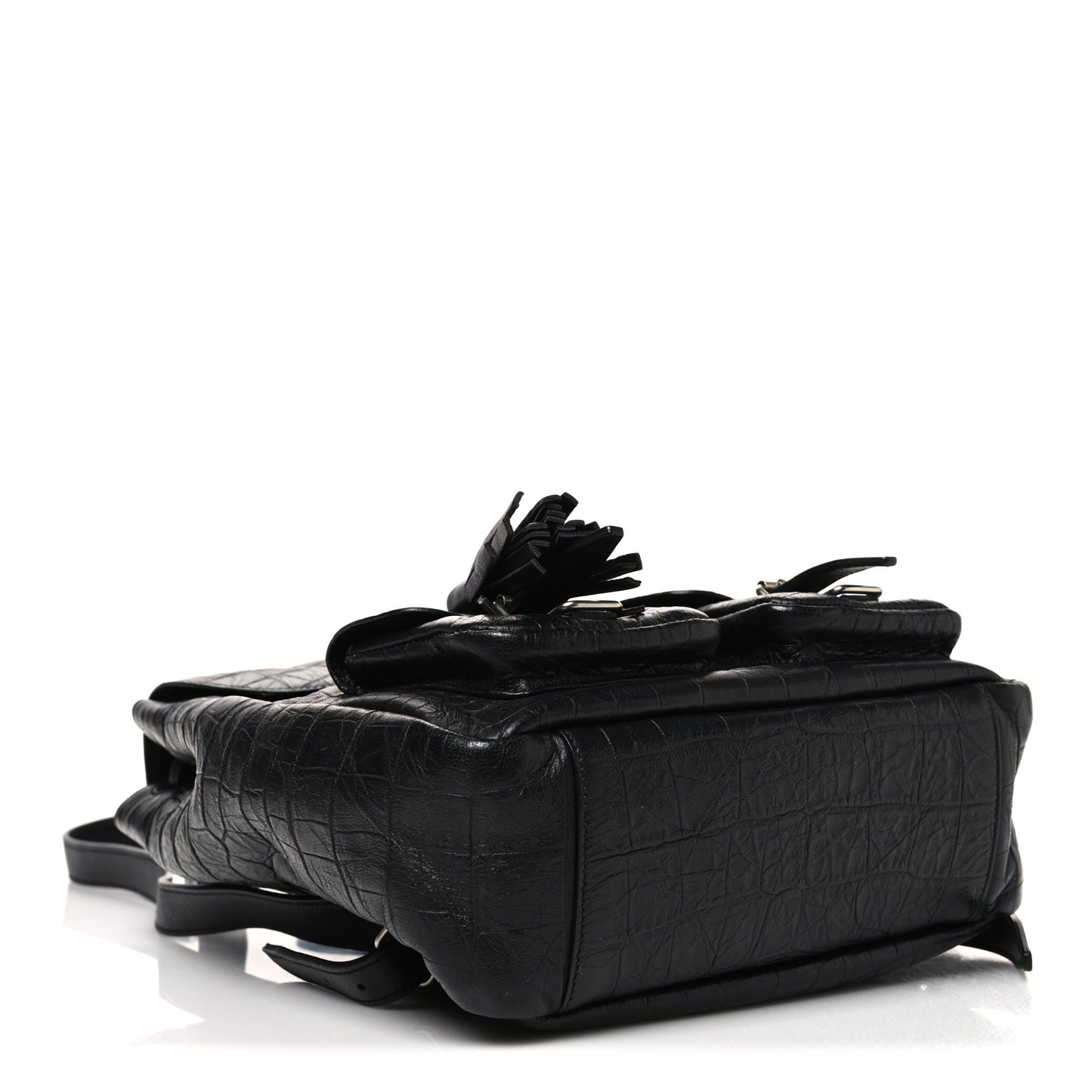 Crocodile Embossed Lambskin Festival Backpack Black