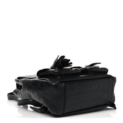 Saint Laurent Crocodile Embossed Lambskin Festival Backpack Black 4 of 10