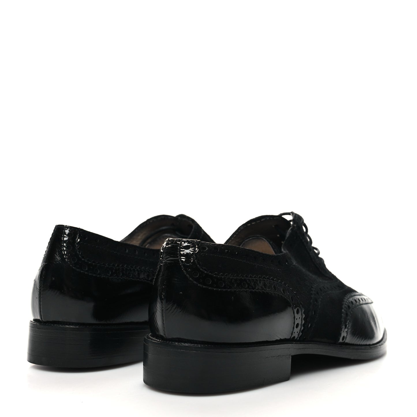 Patent Calfskin CC Brogue Lace Up Oxfords 38.5 Black