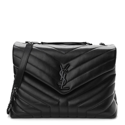 Saint Laurent Calfskin Y Quilted Monogram Medium Loulou Chain Satchel Black 1 of 10