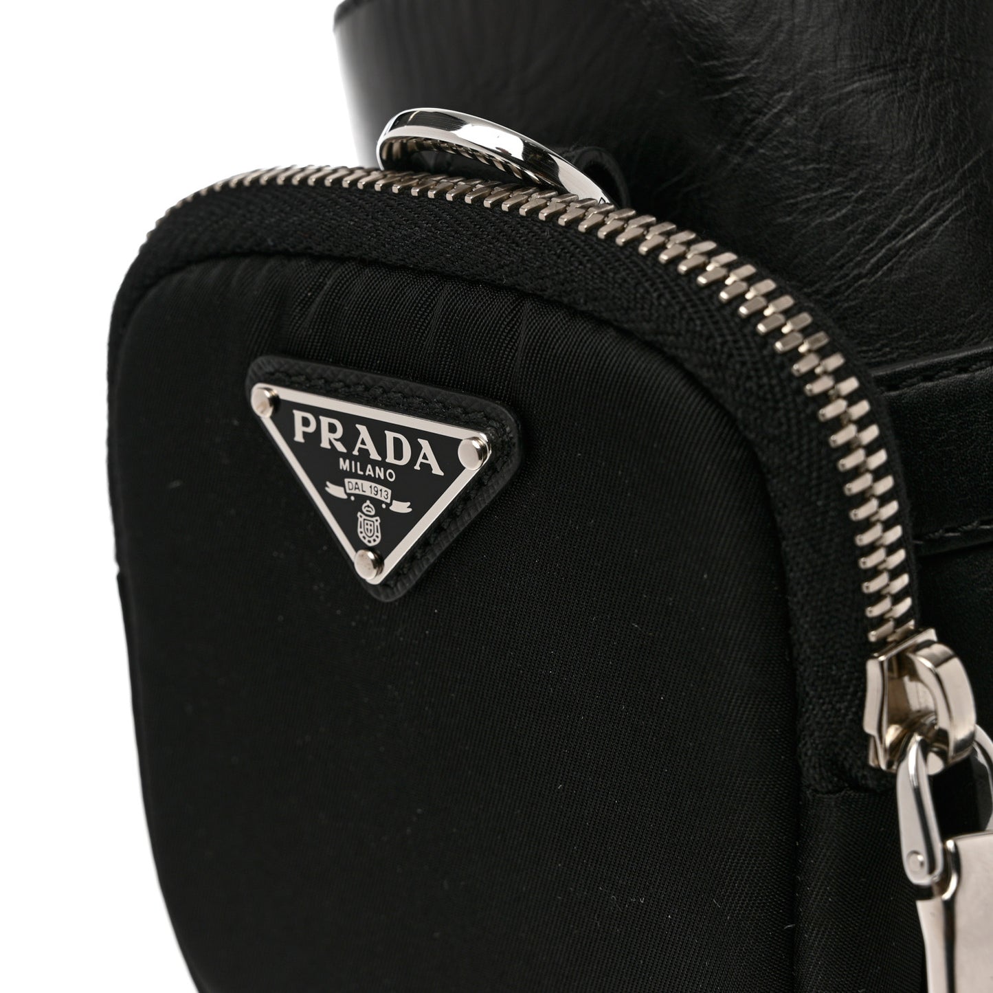 Vitello Lux Nylon Metal Triangle Logo Monolith Pouch Pocket 55mm Tall Combat Boots 35 Black