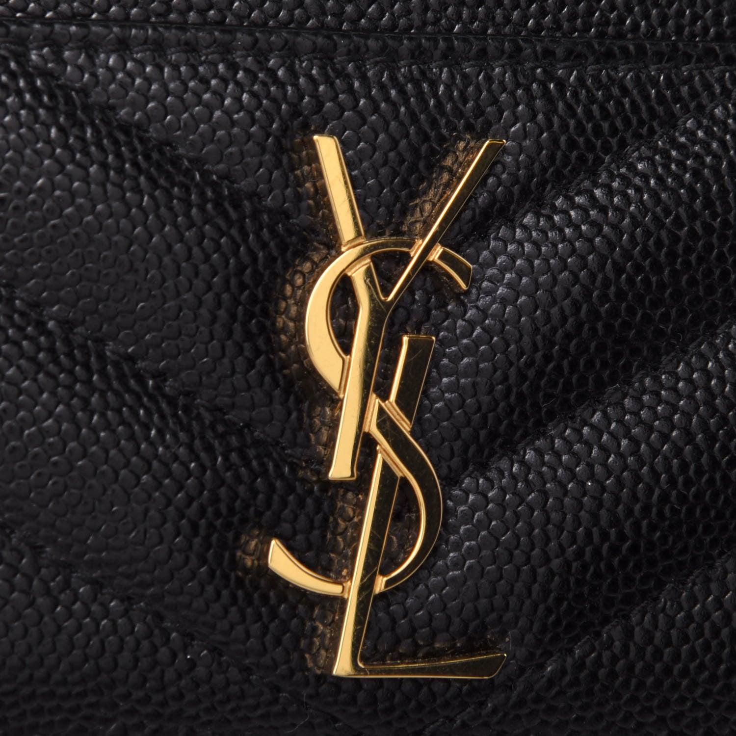 Saint Laurent Grain De Poudre Matelasse Chevron Monogram Credit Card Case Black 4 of 4