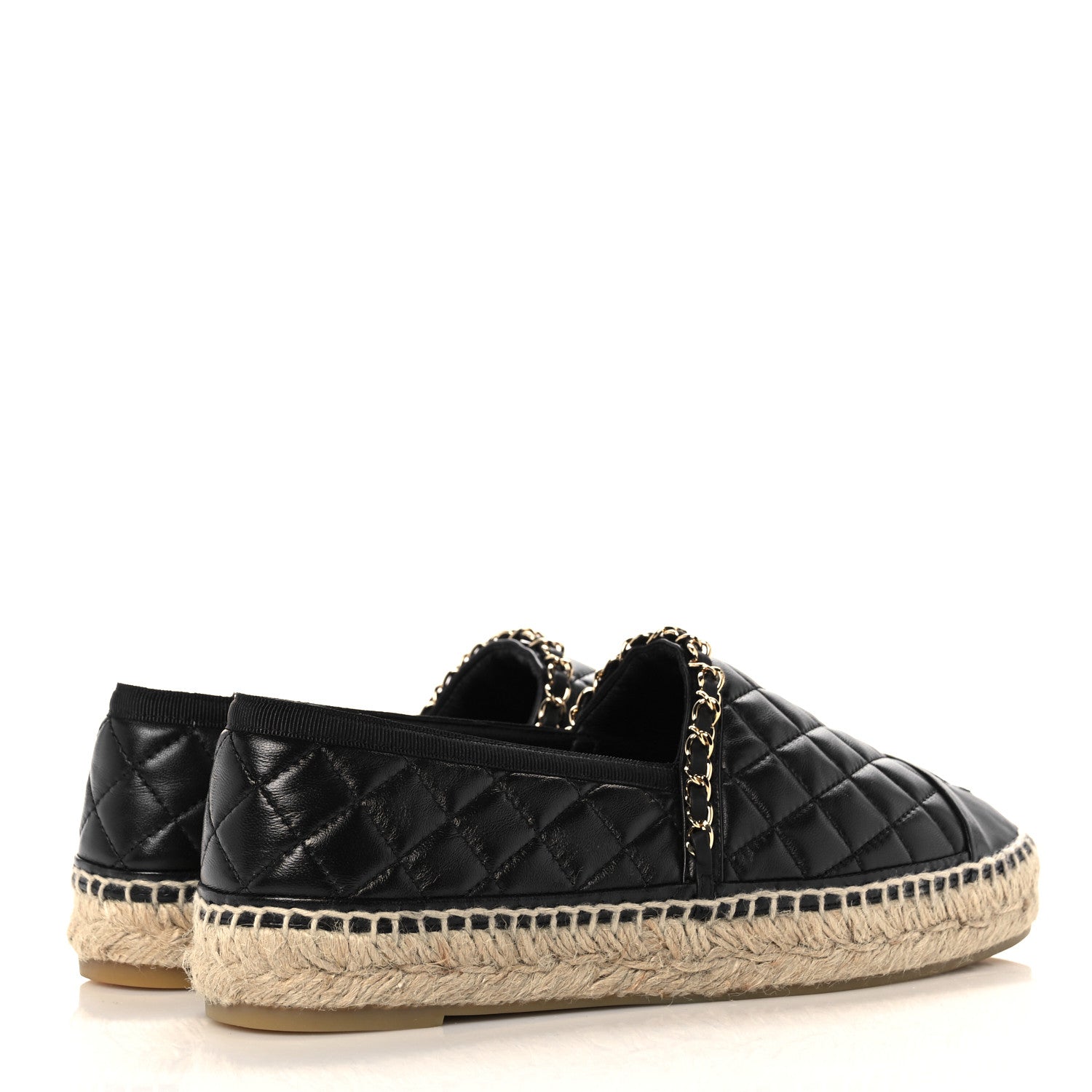 Chanel Lambskin Quilted CC Chain Espadrilles 39 Black 4 of 7